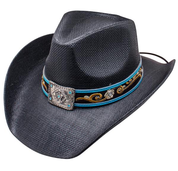 WESTERN FLOWER PATTERN DESIGN STRAW HAT