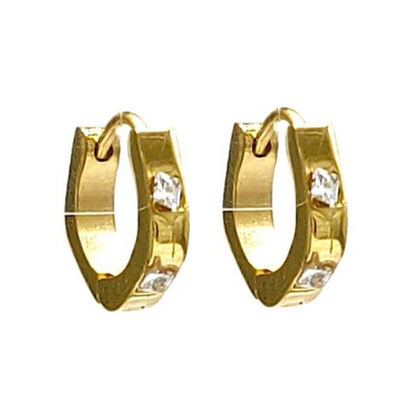 Stainless Steel Four Sided Cubic Huggie Earrings
