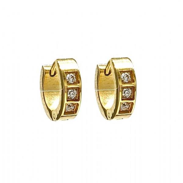 Stainless Steel Pave Cubic Huggie Earrings
