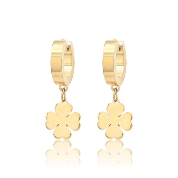 DANGLE CLOVER S.STEEL HUGGIES EARRING