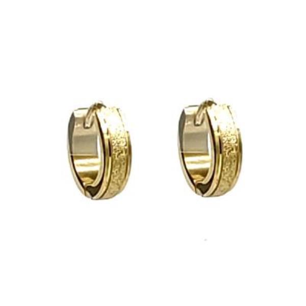 STAINLESS STEEL SANDED CENTER HUGGIE HOOP EARRINGS