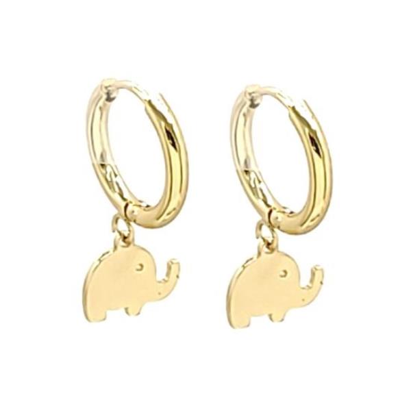 Stainless Steel Elephant Charm Simple Huggie Earrings