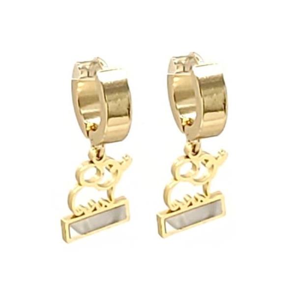 Stainless Steel Elephant Charm Huggie Earrings