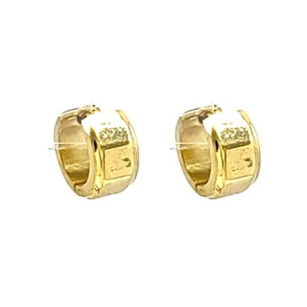 Stainless Steel Multi Sided Round Huggie Earrings