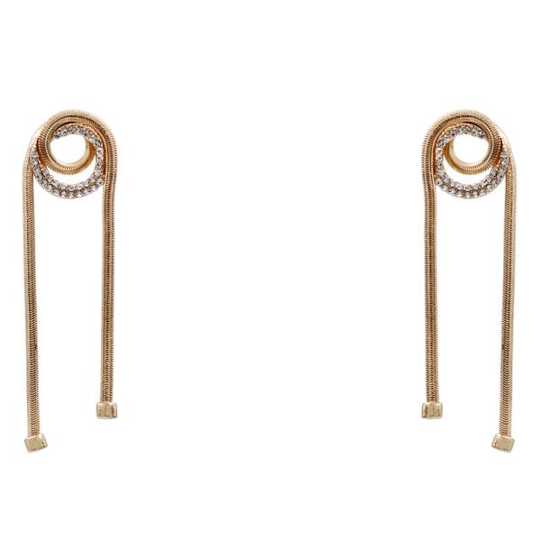 SWIRL RHINESTONE METAL CHAIN EARRING