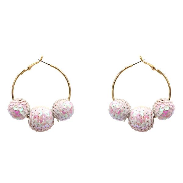 SEQUIN BALL BEAD HOOP EARRING