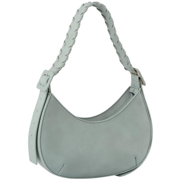 PLAIN BUCKLE CURVE SHOULDER BAG