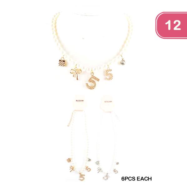 FASHION PEARL CHARM NECKLACE (12 UNITS)