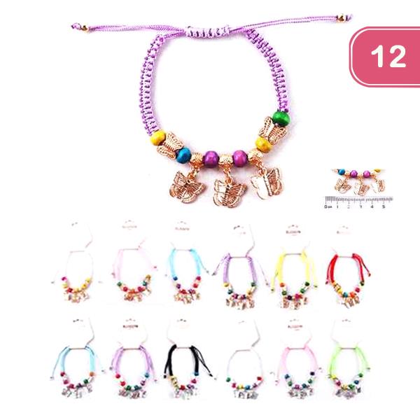 FASHION BUTTERFLY BEADED ADJUSTABLE BRACELET(12UNITS)