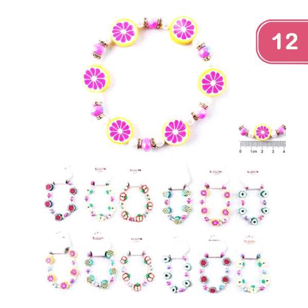 FRUIT BEADED BRACELETS (12 UNITS)
