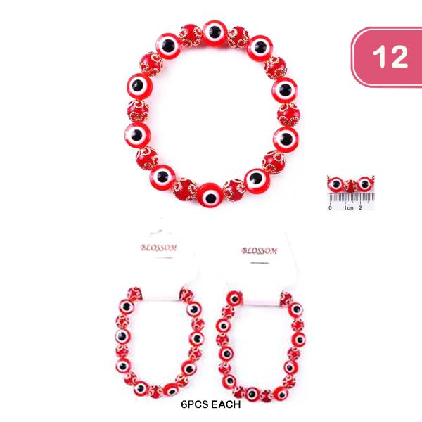 FASHION EVIL EYE BEADED BRACELET (12 UNITS)