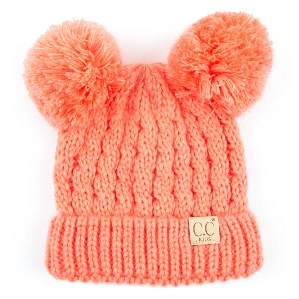 CC KIDS SOLID COLOR DOUBLE POM BEANIE FOR KIDS