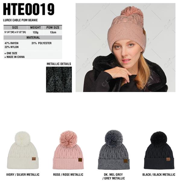 CC LUREX CABLE POM BEANIE