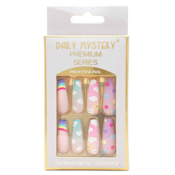 FLOWER RAINBOW PATTERN NAIL TIPS