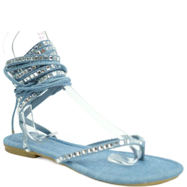 DENIM W SQUARE STONE WRAPPING SANDALS 12 PAIRS