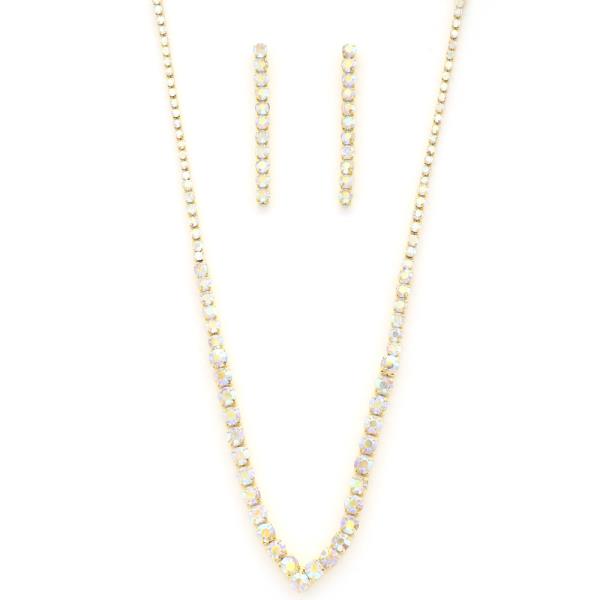 RHINESTONE NECKLACE EARRING SET