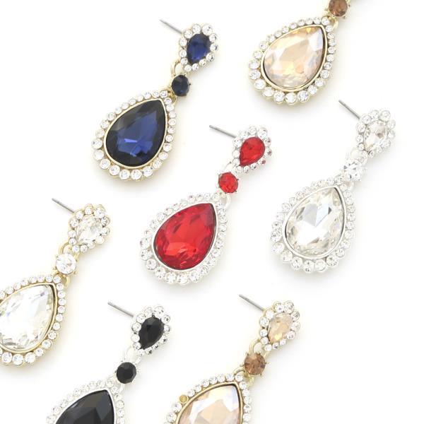 TEARDROP RHINESTONE DANGLE EARRING
