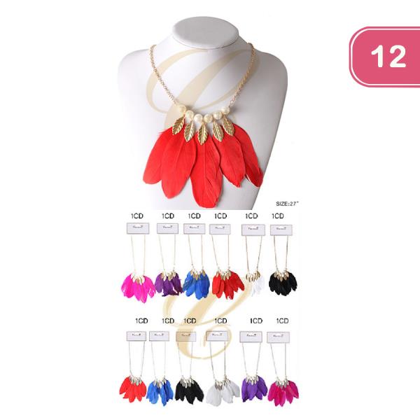 FASHION FEATHER NECKLACE(12UNITS)
