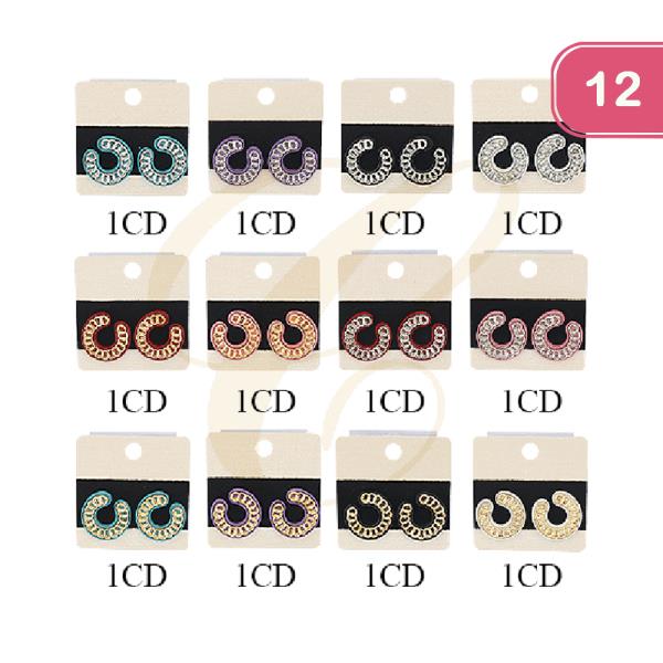 FASHION STUD CHAIN EARRING(12UNITS)
