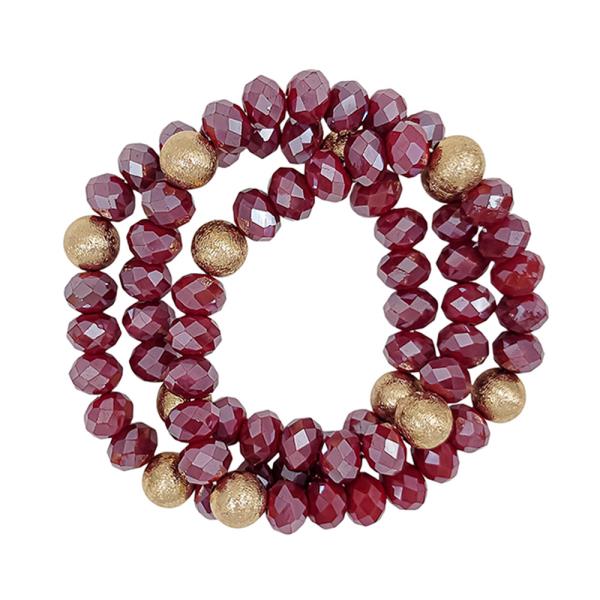 3 SET SATIN BALL ACC GLASS BEADS BRACELET
