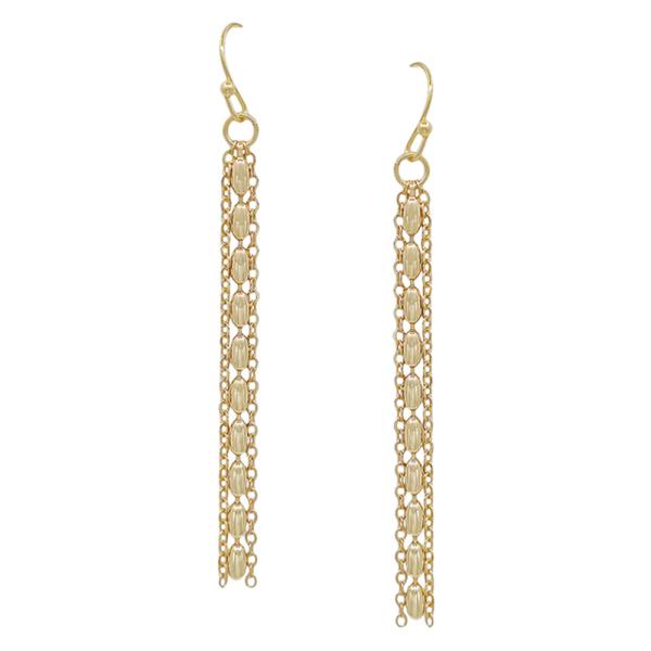 OVAL SHAPE CHAIN 3 LAYER DANGLE EARRING