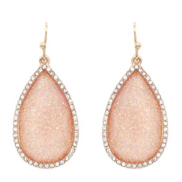 RHINESTONE STONE TEARDROP DANGLE EARRING