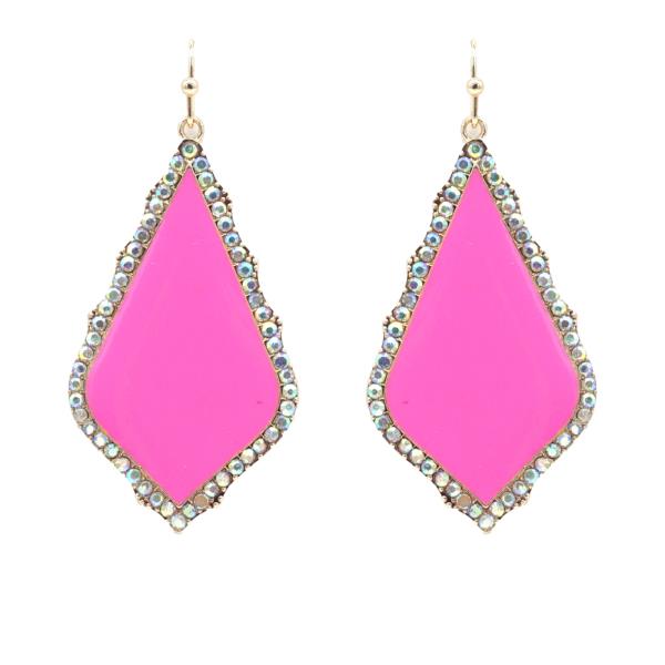 RHINESTONE RHOMBUS DANGLE EARRING