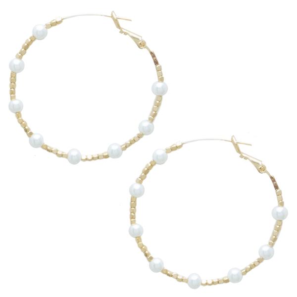 PEARL BEADED HOOP EARRING