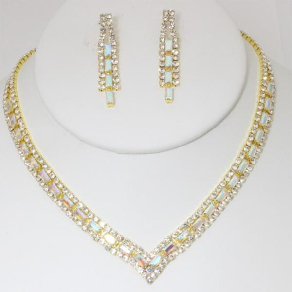 V SHAPE RHINESTONE NECKLACE