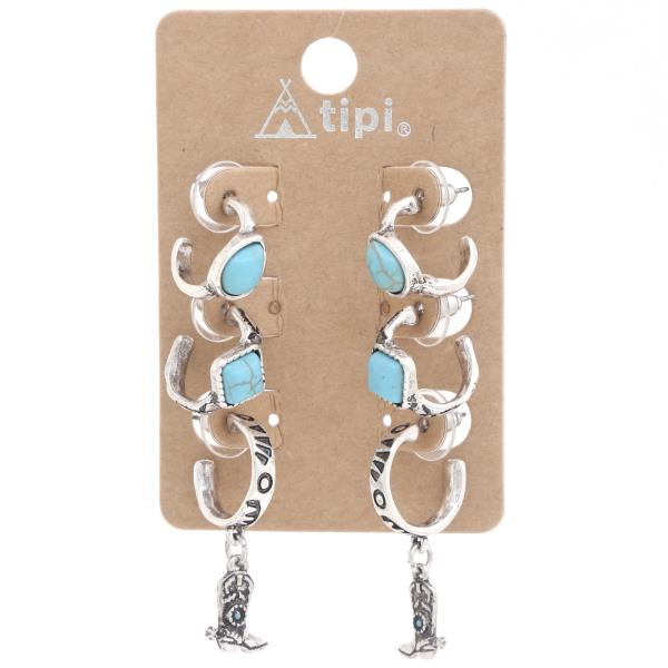COWBOY BOOT ASSORTED OPEN HOOP EARRING