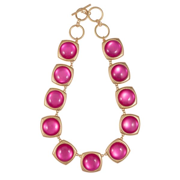 ROUND SHAPED CATS EYE CABOCHON SHORT NECKLACE