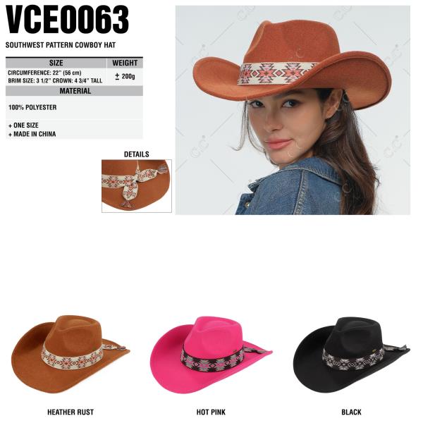 CC SOUTHWEST PATTERN COWBOY HAT
