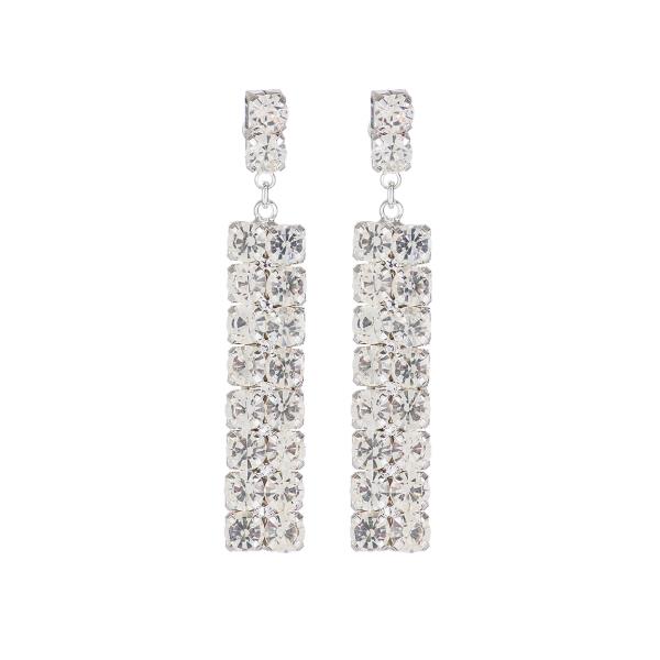 TWO LINE RHINESTONE DROP EARRING