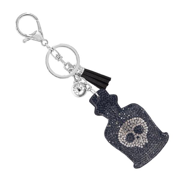 HALLOWEEN SKULL POISON BOTTLE KEYCHAIN