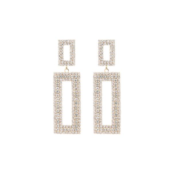 RHINESTONE RECTANGLE EARRING