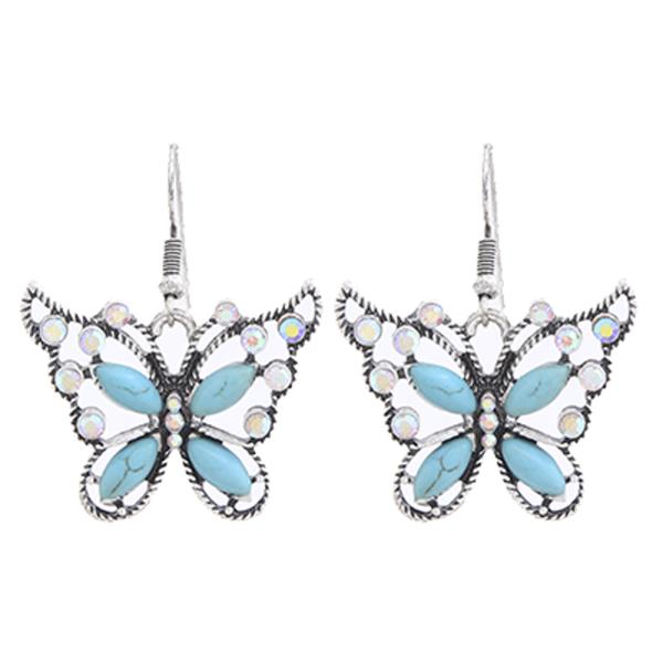 WESTERN STYLE TQ STONE BUTTERFLY DANGLE EARRING