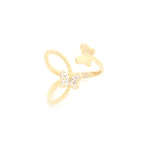 SODAJO BUTTERFLY CZ GOLD DIPPED ADJUSTABLE RING
