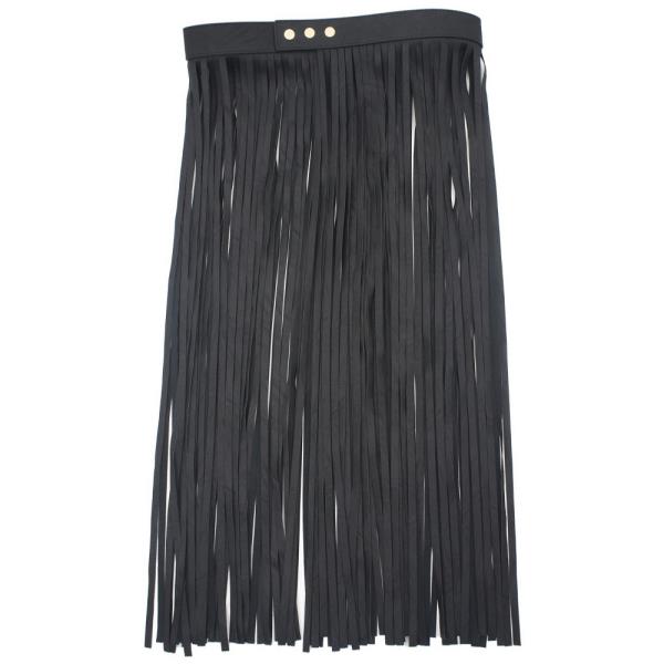 PLAIN WAIST BAND LONG FRINGE BELT