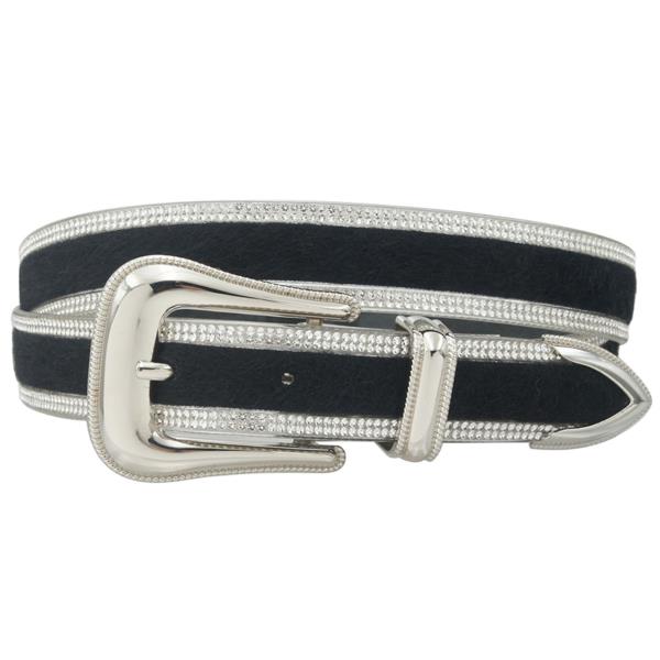 RHINESTONE TRIMMED FAUX FUR WESTERN BELT
