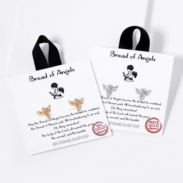 18K GOLD RHODIUM DIPPED BREAD OF ANGELS EARRING