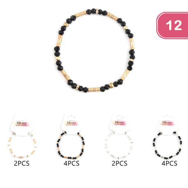 FASHION BEAD STRETCHY BRACELET (12 UNITS)