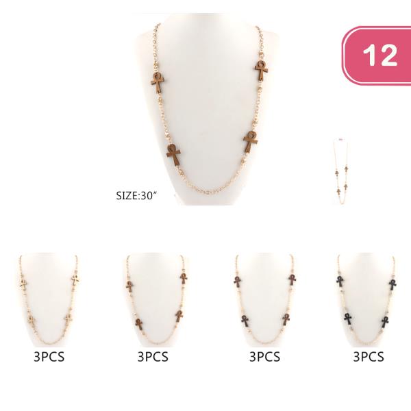 FASHION BEAD CROSS NECKLACE (12UNITS)