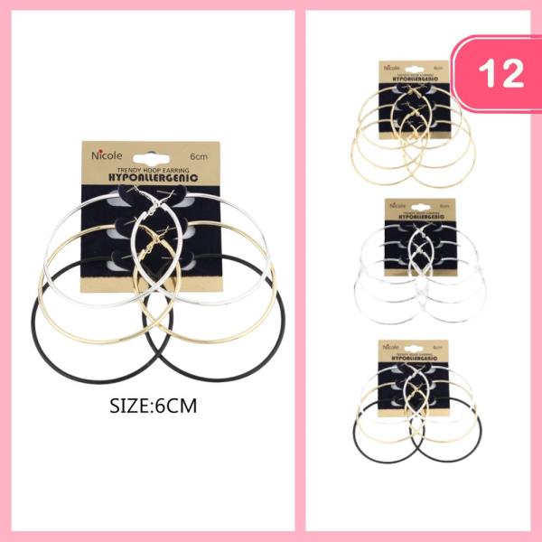 3PAIR HOOP EARRING (12UNITS)