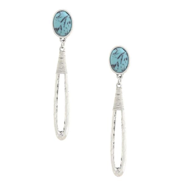 LONG OVAL METAL DANGLE EARRING