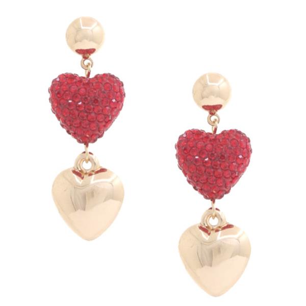 RHINESTONE PUFFY HEART EARRING