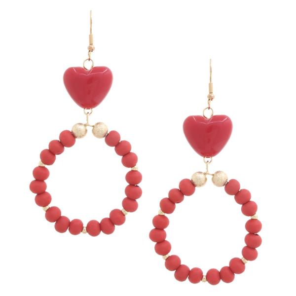 HEART BEADED ROUND DANGLE EARRING