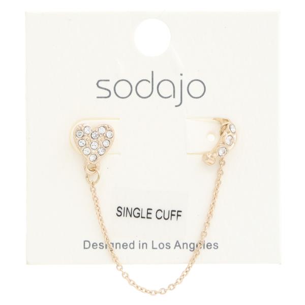 SODAJO HEART RHINESTONE CHAIN CUFF EARRING