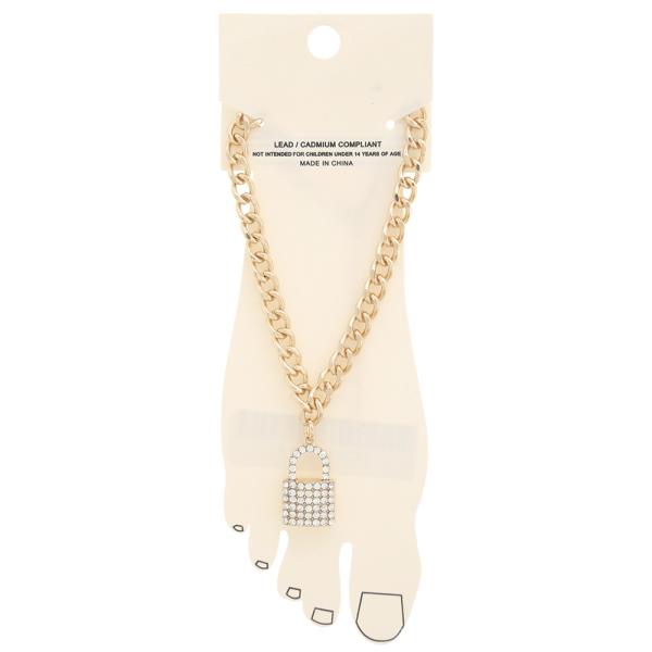 LOCK CHARM CURB LINK METAL ANKLET