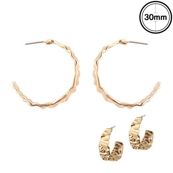 BRASS METAL TEXTURE HOOP EARRING