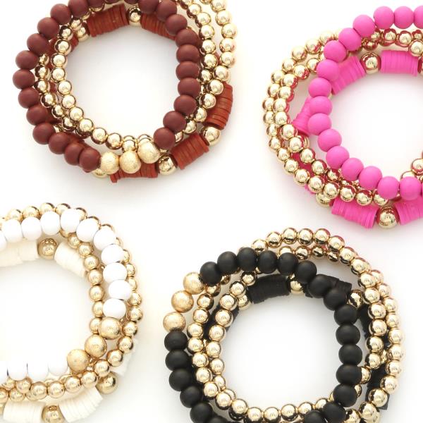 4SET WOOD & RUBBER CCB BRACELET